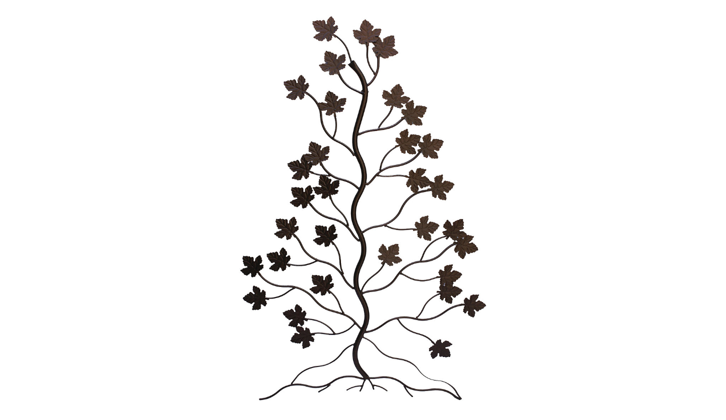 Silueta Árbol ramas hojas Parras. Descripción del producto: Medidas: Altura 100 cm. x 50 cm. Material: Tubo de 1/2 con redondo macizo de 1/2 pulgada. Color: Negro/chocolate. Acabado: Pintura horneada. ACC047 $850